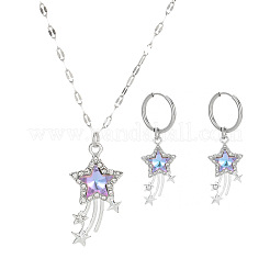 Aolly Halsketten- und Ohrring-Set mit Strass-Sternanhänger für Damen&nbsp;FS-WGC456D-01