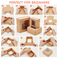 Faltbare Schmuck-Geschenkboxen aus Kraftpapierkarton&nbsp;LS-CON-WH0092-25B