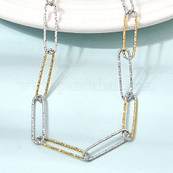 Collares de cadena texturizada de acero inoxidable 304 de dos tonos de 5 mm para mujeres y hombres&nbsp;SA-CBA37BC-20GP