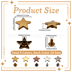 100 Stück 5 Farben Eisen Halbrohrnieten&nbsp;DIY-CY0002-99