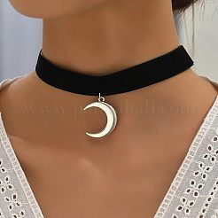 Gothic Moon CCB Kunststoff-Anhänger schwarze Samt-Halsketten für Damen&nbsp;FS-WG30AE2-01