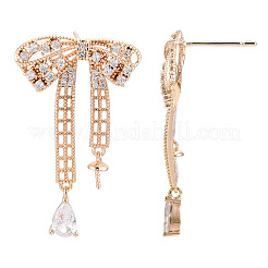 Accessoires de puces d'oreilles en laiton zircone cubique claire micro pavé&nbsp;KK-S356-666G-NF