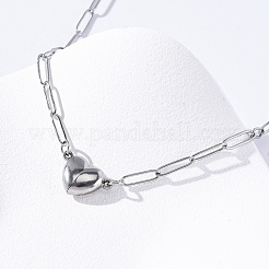 Collane con catena a forma di graffetta con ciondolo a forma di cuore magnetico bifacciale in acciaio inossidabile 304&nbsp;NJEW-U028-02P