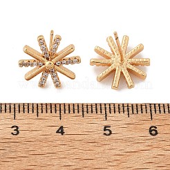 Orecchini a bottone con fiore in ottone micro pavé di zirconi cubici trasparenti per donna&nbsp;EJEW-G428-03G