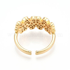 Bagues de manchette en laiton avec micro pavé de zircone cubique transparente pour femmes&nbsp;KK-T074-20G