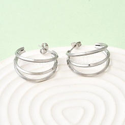 Pendientes de acero inoxidable 201 con forma de triple C&nbsp;EJEW-Z151-09P
