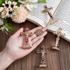 4 pz 4 colori religione lega smaltata crocifisso croce statua decorazioni display&nbsp;DJEW-UN0001-09