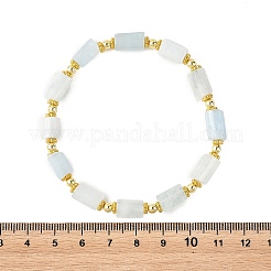 Pulseras elásticas con cuentas de aguamarina natural facetada y hematita sintética no magnética.&nbsp;BJEW-JB14179