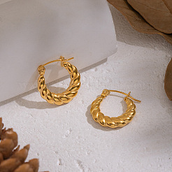 Boucles d'oreilles créoles vintage en acier inoxydable 304 à structure torsadée creuse&nbsp;WU2636