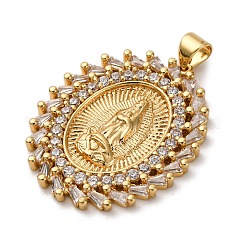 Pendenti in zirconi cubici trasparenti in micro pavè di ottone&nbsp;KK-U076-13G