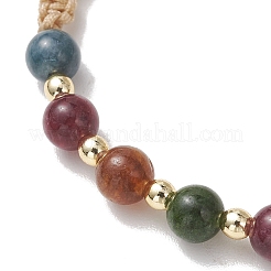 Pulseras trenzadas ajustables de jade verde natural&nbsp;BJEW-JB13542-01