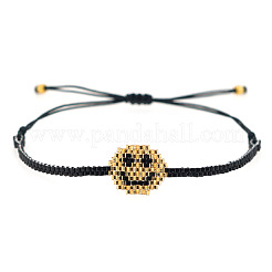 Bracelets tressés en perles de verre Miyuki à motif visage souriant&nbsp;IS6535-1