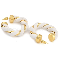 Orecchini a bottone intrecciati in ottone e pelle PU&nbsp;EJEW-K293-19G-01
