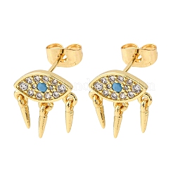 Pendientes de botón con ojo de circonita cúbica micropavé de latón&nbsp;EJEW-K267-14G