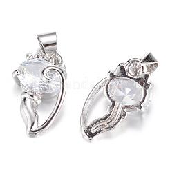 Ciondoli gattino in ottone cubic zirconia&nbsp;ZIRC-P016-09P