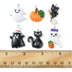 12 Stück 6 Stile Halloween-Anhänger aus undurchsichtigem Harz&nbsp;RESI-FS0001-33