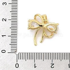 Pendenti in ottone con fiocco in placcatura a cremagliera e zirconi cubici trasparenti&nbsp;KK-S407-01G-A