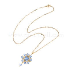 Collares colgantes con cuentas de vidrio de colores AB y cuentas de semillas hechas a mano con flores&nbsp;NJEW-MZ00084-04