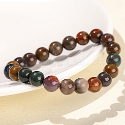 Braccialetti elasticizzati rotondi da donna in agata verde naturale dell'oceano&nbsp;PW-WG91270-01