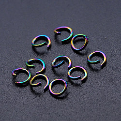 Placage ionique (ip) 201 anneaux de saut en acier inoxydable, rond, anneaux de jonction ouverts, couleur arc en ciel, 20 jauge, 5x0.8mm, diamètre intérieur: 3 mm