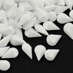 Garment Accessories Pointed Back Taiwan Acrylic Rhinestone Pointed Back Cabochons, Faceted Teardrop, White, 6x4x3mm