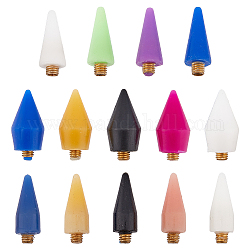 Superfindings 14 шт. 14 цвета дизайн ногтей стразы сборщики ручки головки, с воском и латунной головкой ручки, разноцветные, 21~27x7.5~12.5 мм, 1 шт / цвет