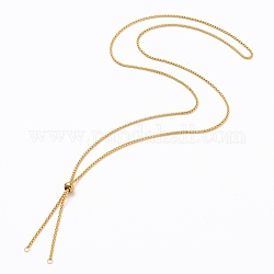 Ionenbeschichtung (IP) 304 Edelstahl-Box-Kettenschieber-Halskettenherstellung, Venice Ketten Bolo Halskette machen, golden, 23.62 Zoll (60 cm)