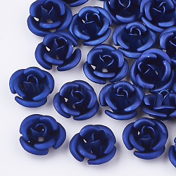 Алюминия бисера, матовые, долговечный, 3-лепестков цветка, королевский синий, 8~8.5x5 мм, отверстие : 1 мм