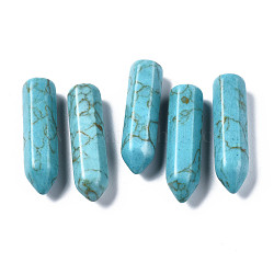 Perles de turquoise synthétique, teinte, crayon, bleu ciel, 34x9.5x9mm