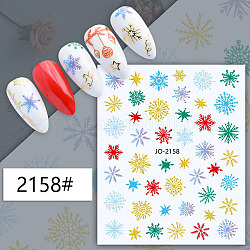 Christmas Theme Nail Art Stickers, Nail Decals, for Nail Tips Decorations, Mixed Pattern, Colorful, 10.1x7.85cm