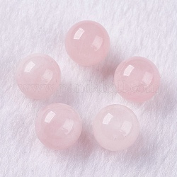 Природного розового кварца бусы, половине просверлил, круглые, 8 мм, отверстие : 1 мм