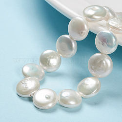 Perle baroque naturelle perles de perles de keshi, perle de culture d'eau douce, plat rond, papayawhip, 12~13x4~6mm, Trou: 0.5mm, Environ 13~15 pcs/chapelet, 7 pouce ~ 7.75 pouces