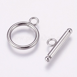 304 Edelstahl-Toggle-Haken, Ring, Edelstahl Farbe, Ring: 21x16 mm, Loch: 3 mm, Bar: 22x3 mm
