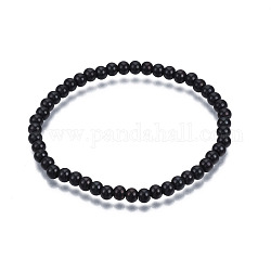 201 bracelet extensible en perles rondes en acier inoxydable pour homme femme, électrophorèse noir, diamètre intérieur: 2 pouce (5.2 cm), perles: 5 mm