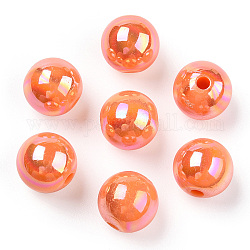 Opake Legierung Perlen, ab Farbe plattiert, Runde, Koralle, 12x11 mm, Bohrung: 2.5 mm, ca. 566 Stk. / 500 g