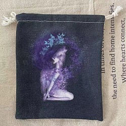 Aufbewahrungstasche für Tarotkarten, Tarot-Taschen aus Stoff, Rechteck mit Frauenmuster, Preußischblau, 18x13 cm