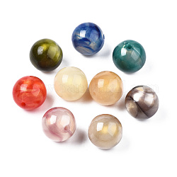 Opake Legierung Perlen, Zweifarbige Farbe, mit Glitzerpulver, Runde, Mischfarbe, 19.5x19 mm, Bohrung: 2.5 mm, ca. 110 Stk. / 500 g