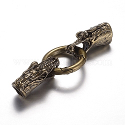 Anillos de puerta de resorte de aleación, o anillos, con los extremos del cordón, dragón, Bronce antiguo, 6 calibre, 70mm
