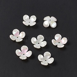 Opachi protezioni tallone acriliche, ab colore, 4 fiore -petal, bianco, 16.5x5.5mm, Foro: 1.6 mm