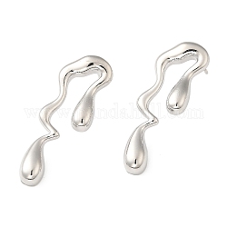 Серьги-гвоздики из латуни с плавлением слезы для женщин, без свинца и без кадмия, долговечный, платина, 38x13 мм