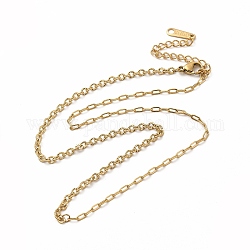 Chapado en iones (ip) 304 collar de cadena de cable de acero inoxidable para mujer, real 14k chapado en oro, 15.35 pulgada (39 cm)