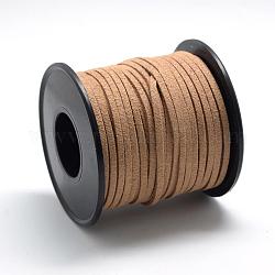 Замша Faux шнуры, искусственная замшевая кружева, деревесиные, 2.7x1.5 мм, около 27.34 ярда (25 м) / рулон
