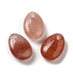Breloques naturels de larme de quartz de fraise, pour la fabrication de colliers pendentifs, 14x10x6mm, Trou: 1mm