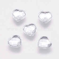 Cabochons de acrílico del Diamante de imitación de Taiwán, espalda plateada, la espalda plana y facetas, corazón, plata, 6mm