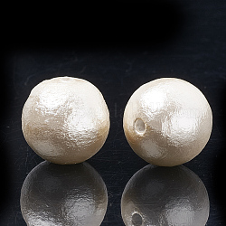 Compressed Cotton Pearl Beads, Eco-Friendly, Dyed, Round, Floral White, 16~16.5mm, Hole: 1.5mm