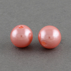 ABS Plastic Imitation Pearl Round Beads, Salmon, 10mm, Hole: 2mm, about 1000pcs/500g