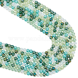 Beebeecraft 8 brins de perles de verre électrolytiques transparentes, de couleur plaquée ab , ronde, vert de mer moyen, 4~4.5mm, Trou: 0.9mm, Environ 100 pcs/chapelet, 14.96'' (38 cm)