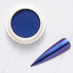 Polvere di cromo per unghie a cambiamento di colore camaleonte a stato solido, effetto specchio brillante, con il pennello, blu, 39x17mm