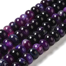 Chapelets de perles d'agate naturelle, teints et chauffée, rondelle, indigo, 8~8.5x4.5~5.5mm, Trou: 1.4mm, Environ 41 pcs/chapelet, 7.40~7.48'' (18.8~19 cm)