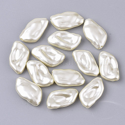 ABS Plastic Imitation Pearl Beads, Nuggets, Beige, 20.5x11.5x5mm, Hole: 1.2mm, about 840pcs/500g